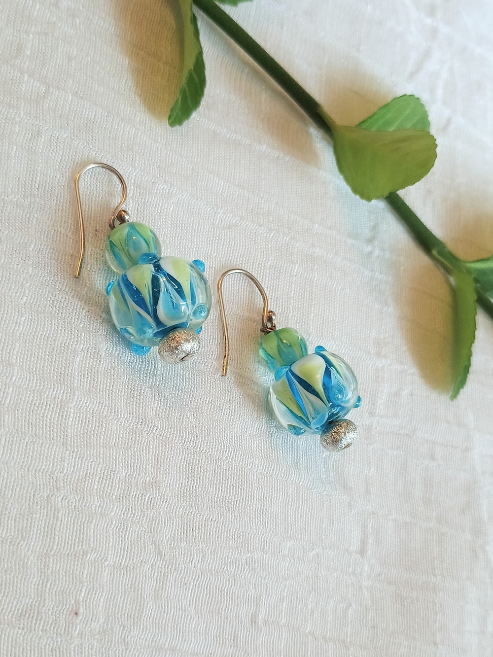 🪺 ECLECTIC CHIC 🪺 VtG Artisan Lampwork Glass Earrings, Summer Vibes